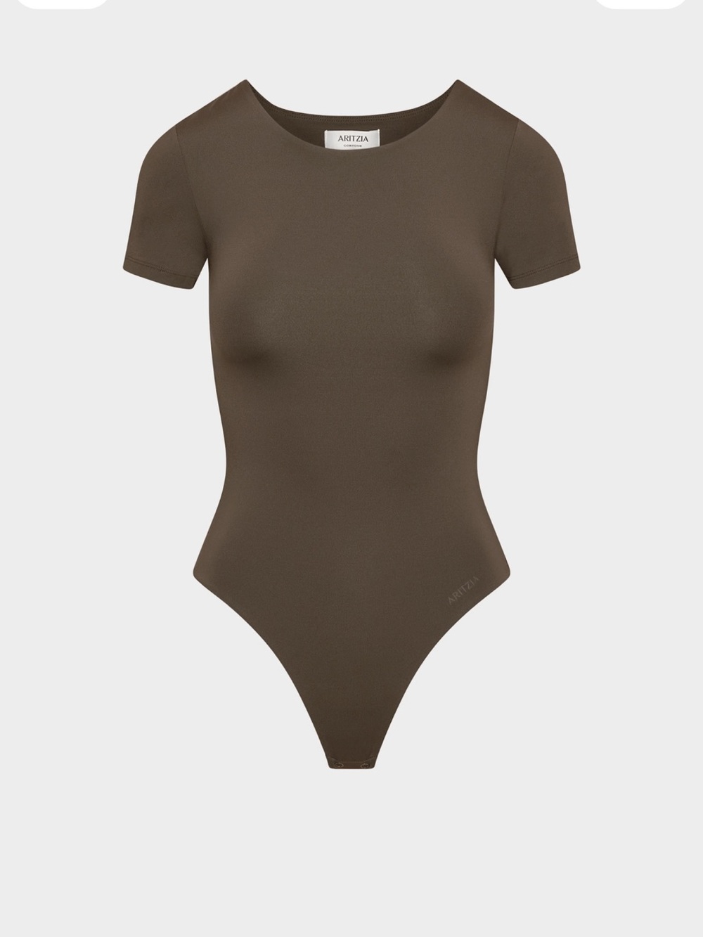 Aritzia Contour Crew Neck Short Sleeve Bodysuit in Coffee Bean